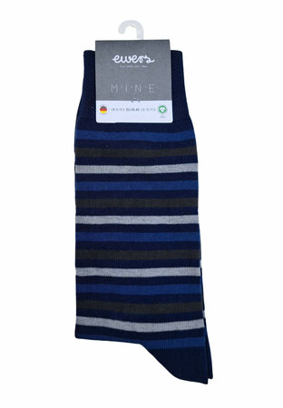 Ewers gestreepte herensokken GOTS - blauw 40-42