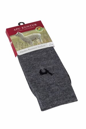 Apu Kuntur wollen alpaca sokken effen grijs