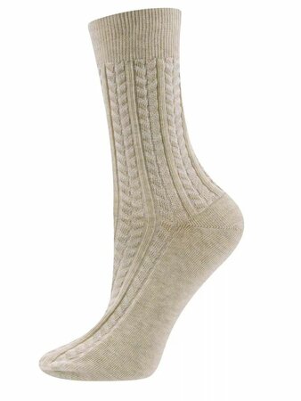 Ewers katoenen sokken dames ribbed - beige melange