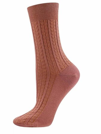 Ewers katoenen sokken dames ribbed - dusty rose