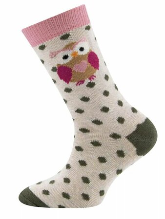 Ewers kindersokken uilen beige - groen - 2-pack mt 27-30