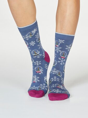 Kerstsokken dames 2 paar in cadeauzakje - sneeuw confetti