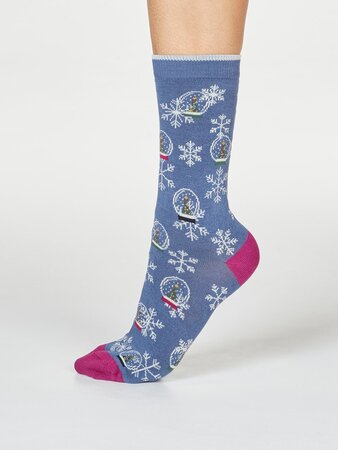 Kerstsokken dames 2 paar in cadeauzakje - sneeuw confetti