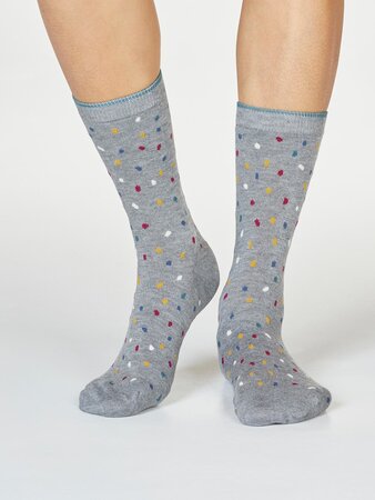 Kerstsokken dames 2 paar in cadeauzakje - sneeuw confetti