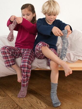 Wollen kindersokken Noors - blauw