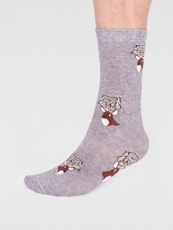 Kerstsokken heren biologisch katoen herten - grey marle