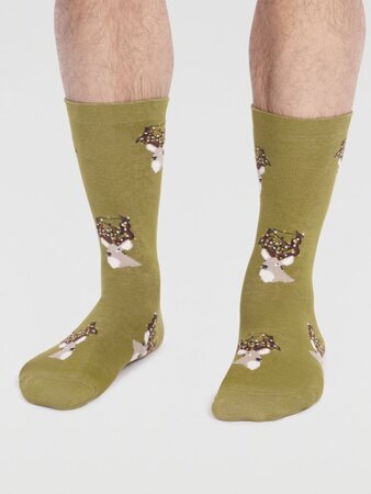 Kerstsokken heren biologisch katoen hert - lichen green