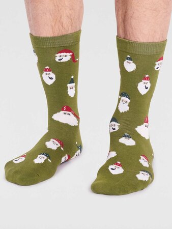 Kerstsokken heren kerstman Alfredo - lichen green
