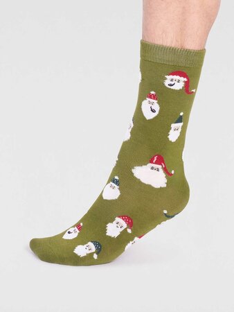 Kerstsokken heren kerstman Alfredo - lichen green