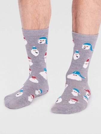 Kerstsokken heren kerstman Alfredo - grey marle