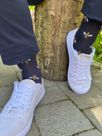 Swole Panda - bamboe sokken heren bijen - navy