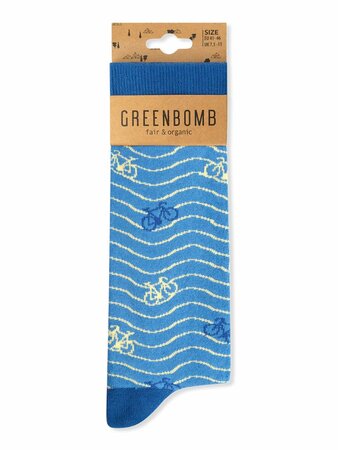 Greenbomb sokken bike waves - lichtblauw
