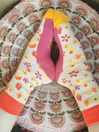 Kindersokken katoen flower power bloemen - roze