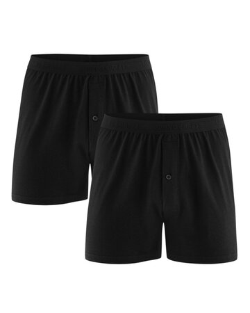Wijde boxershorts bio katoen Ethan 2-pack - zwart