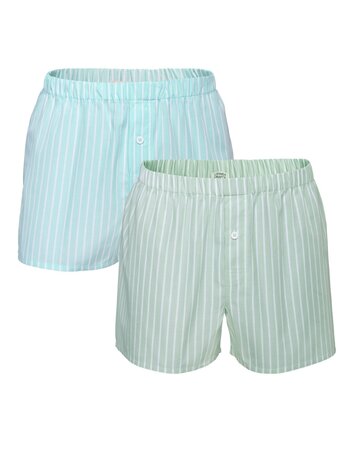 Losse boxershorts katoen Gregor 2-pack - mare - seagrass