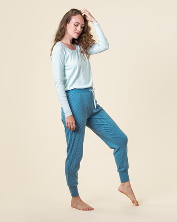 Living Crafts pyjamabroek dames Aveline - blauw stippen