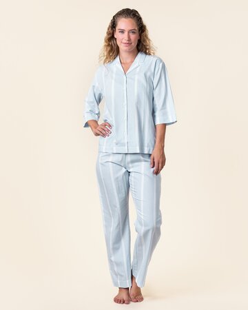 Living Crafts pyjama set dames katoen Tracee - wit blauw