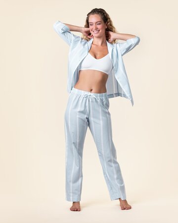Living Crafts pyjama set dames katoen Tracee - wit blauw