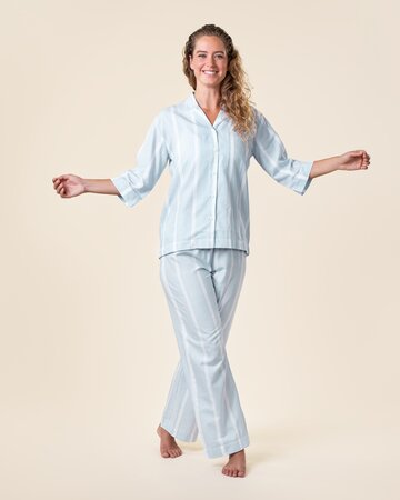 Living Crafts pyjama set dames katoen Tracee - wit blauw