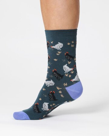 Dames sokken met kippen bio katoen - blauw