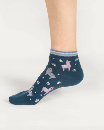Katoenen enkelsokken dames lama’s navy
