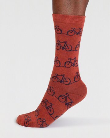 Heren sokken biologisch katoen fietsen - clay red