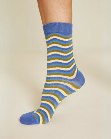 Tranquillo sokken biologisch katoen waves - dazzling blue
