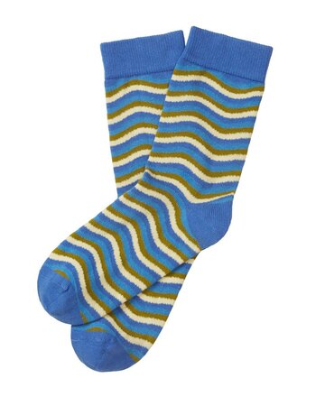 Tranquillo sokken biologisch katoen waves - dazzling blue
