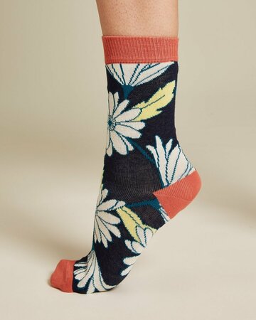 Tranquillo sokken biologisch katoen bloemen - navy