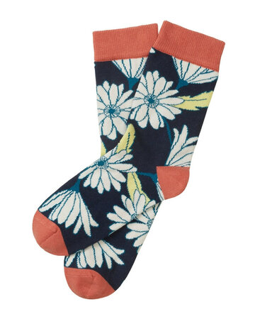 Tranquillo sokken biologisch katoen bloemen - navy