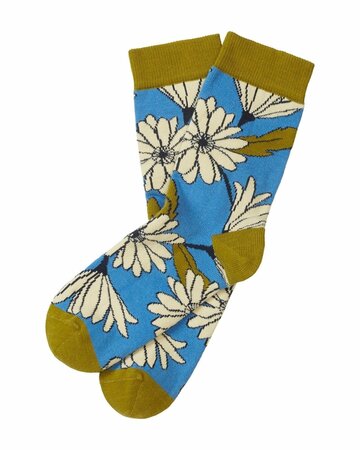 Tranquillo sokken bio katoen bloemen - blauw mt 38-38