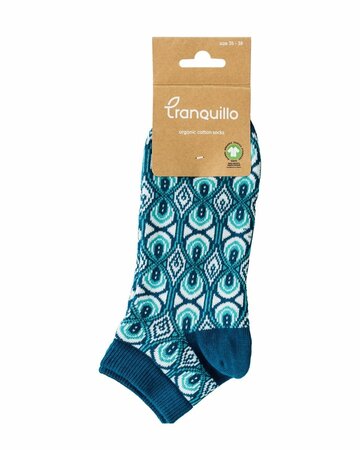 Tranquillo enkelsokken bio katoen lagoon - blauw