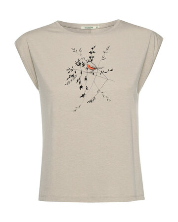 Greenbomb T-shirt dames vogel op tak - latte mt XL