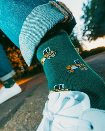 Swole Panda bamboe sokken heren tractors - groen