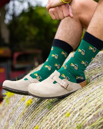 Swole Panda bamboe sokken heren tractors - groen