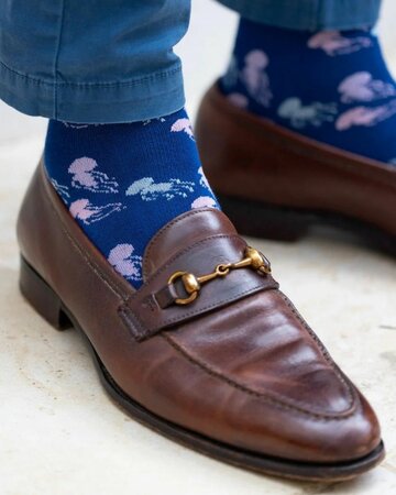 Swole Panda bamboe sokken jellyfish - blauw