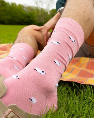 Swole Panda bamboe sokken schapen - roze