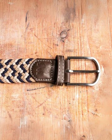 Swole Panda - elastische riem zig zag - beige navy