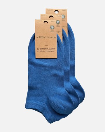 Albero Natur sneakersokken bio-katoen 3 paar - blauw