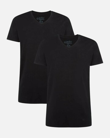 Bamboe T-Shirt v-hals Velo 2-pack – zwart