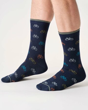 Bamboe sokken heren fietsen - navy blue