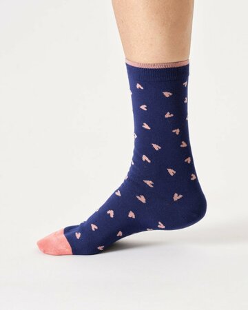 Bamboe sokken dames hartjes – midnight blue