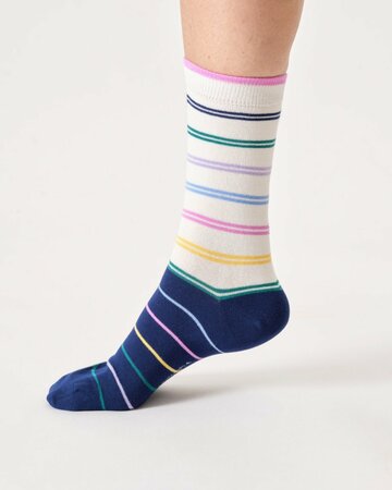 Gestreepte bamboe sokken dames – stone white