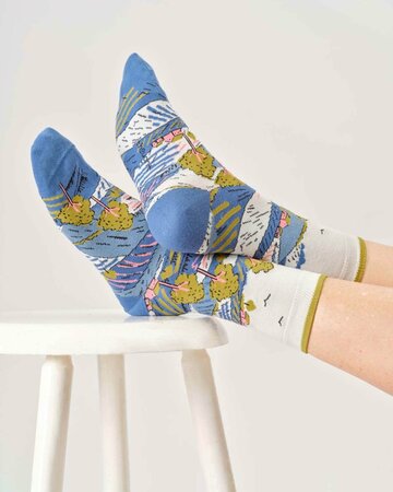 Dames sokken bio-katoen landschap – stone white