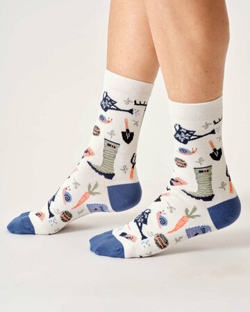 Bamboe sokken dames tuinieren – stone white