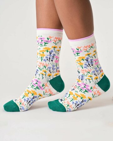 Dames sokken bio-katoen ditsy - stone white