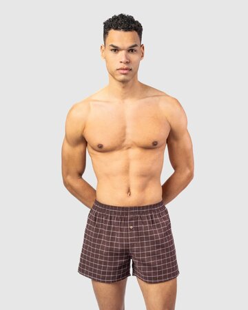 Wijde boxershorts katoen flanel Boris - zinfandel rood / grijs