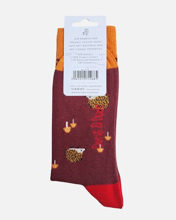 Doris & Dude bamboe damessokken egels burgundy