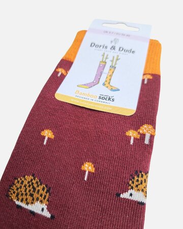 Doris & Dude bamboe damessokken egels burgundy