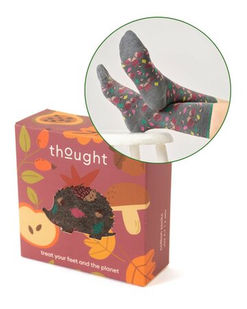 Thought bamboe damessokken giftbox egels - grey marl